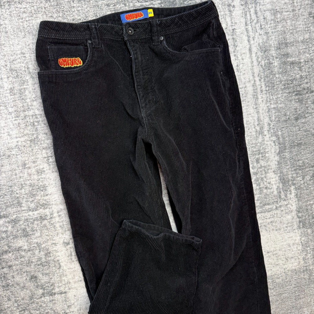 Empyre Corduroy Pants 30x27 Black Relax Wide Wale Straight Skate Surf Streetwear